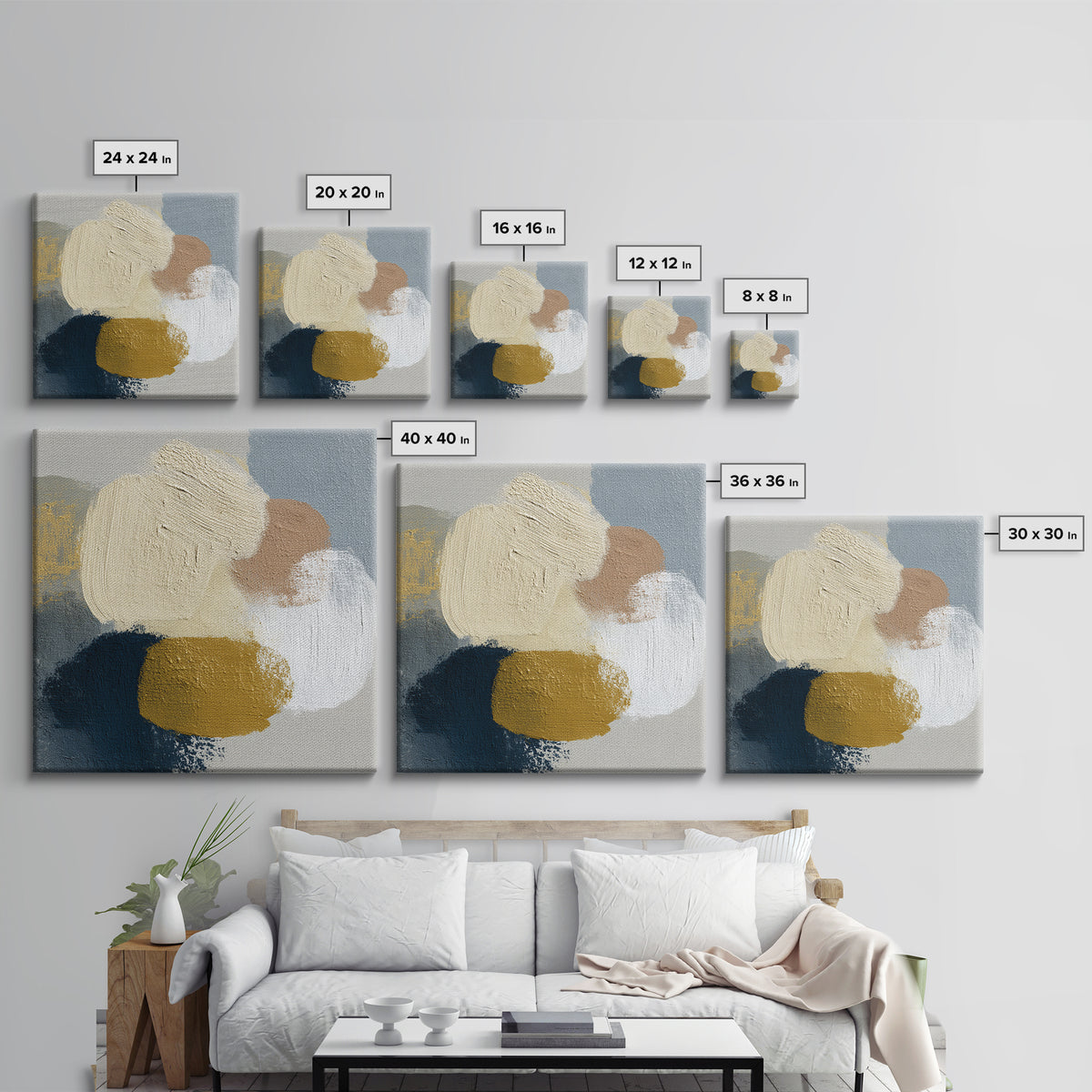 Soft Abstract Linen Texture Framed Canvas Print, Master Bedroom, Over Bed Wall Art, Bedroom Decor, Abstract Art, Sanctuary, MAS-1x1-51