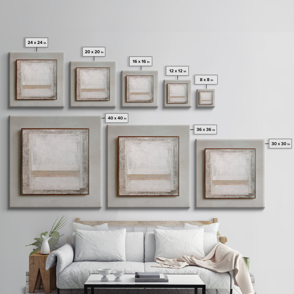 Minimal Two Figure Line Drawing Framed Canvas Print, Master Bedroom, Textured Painting, Bedroom Decor, Fine Art, Sanctuary, MAS-1x1-53