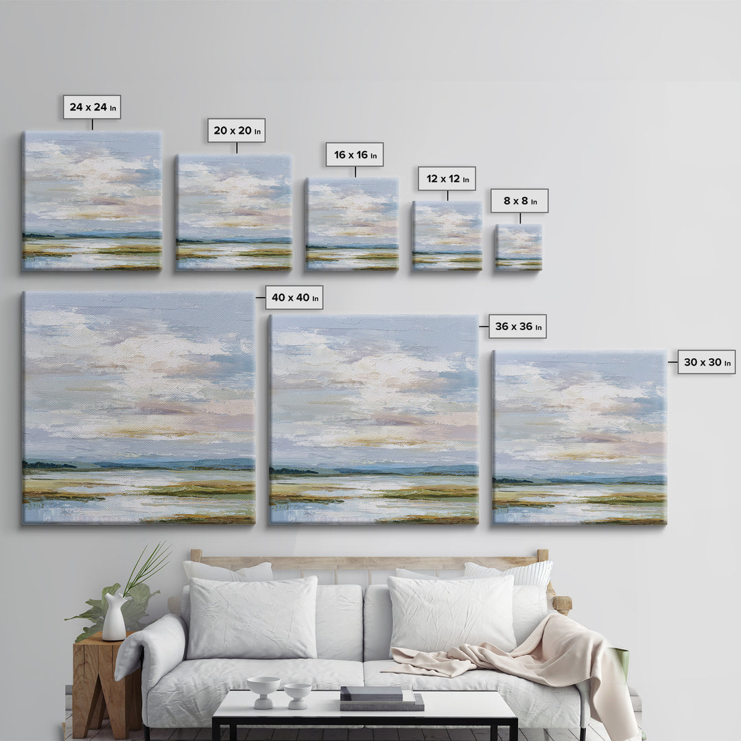 Blush and Taupe Cloudscape Canvas Print, Master Bedroom, Over Bed Wall Art, Bedroom Decor, Oil Painting, Sanctuary, MAS-1x1-54