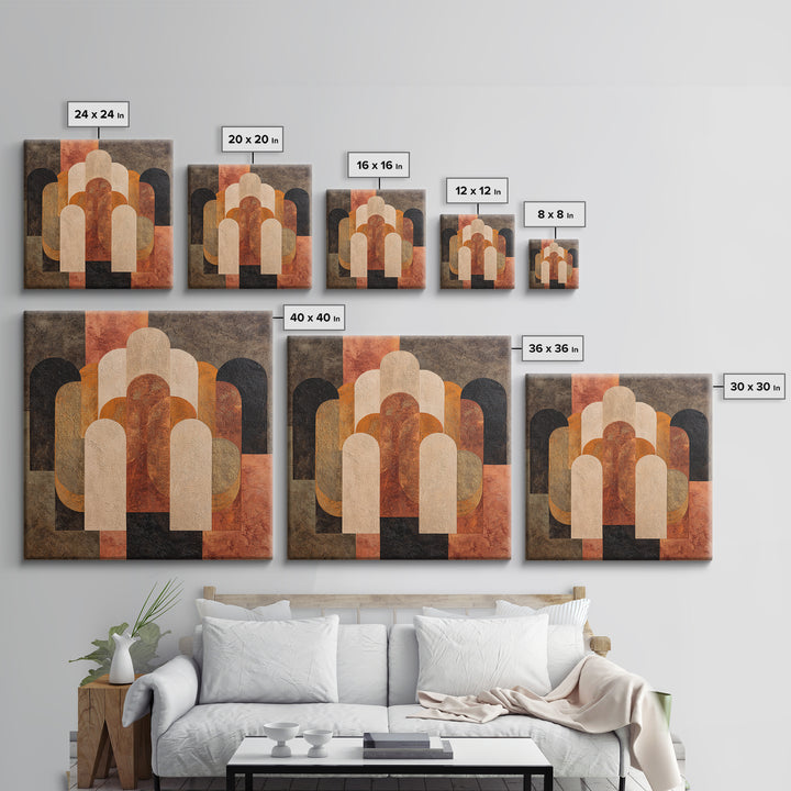 Gold Accented Abstract Arches Framed Canvas Print, Master Bedroom, Farmhouse Decor, Bedroom Decor, Abstract Art, Sanctuary, MAS-1x1-56