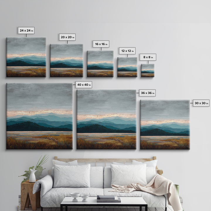 Soft Mountain Ridge Framed Canvas Print, Master Bedroom, Boho Decor, Bedroom Decor, Fine Art, Sanctuary, Wall Art Prints, MAS-1x1-61