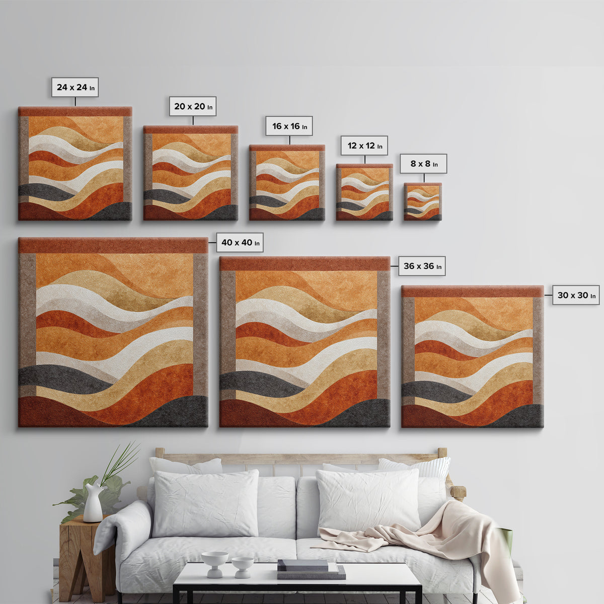 Abstract Wave Forms Framed Canvas Print, Master Bedroom, Wall Art Bedroom, Bedroom Decor, Sanctuary, Statement Artwork, MAS-1x1-68