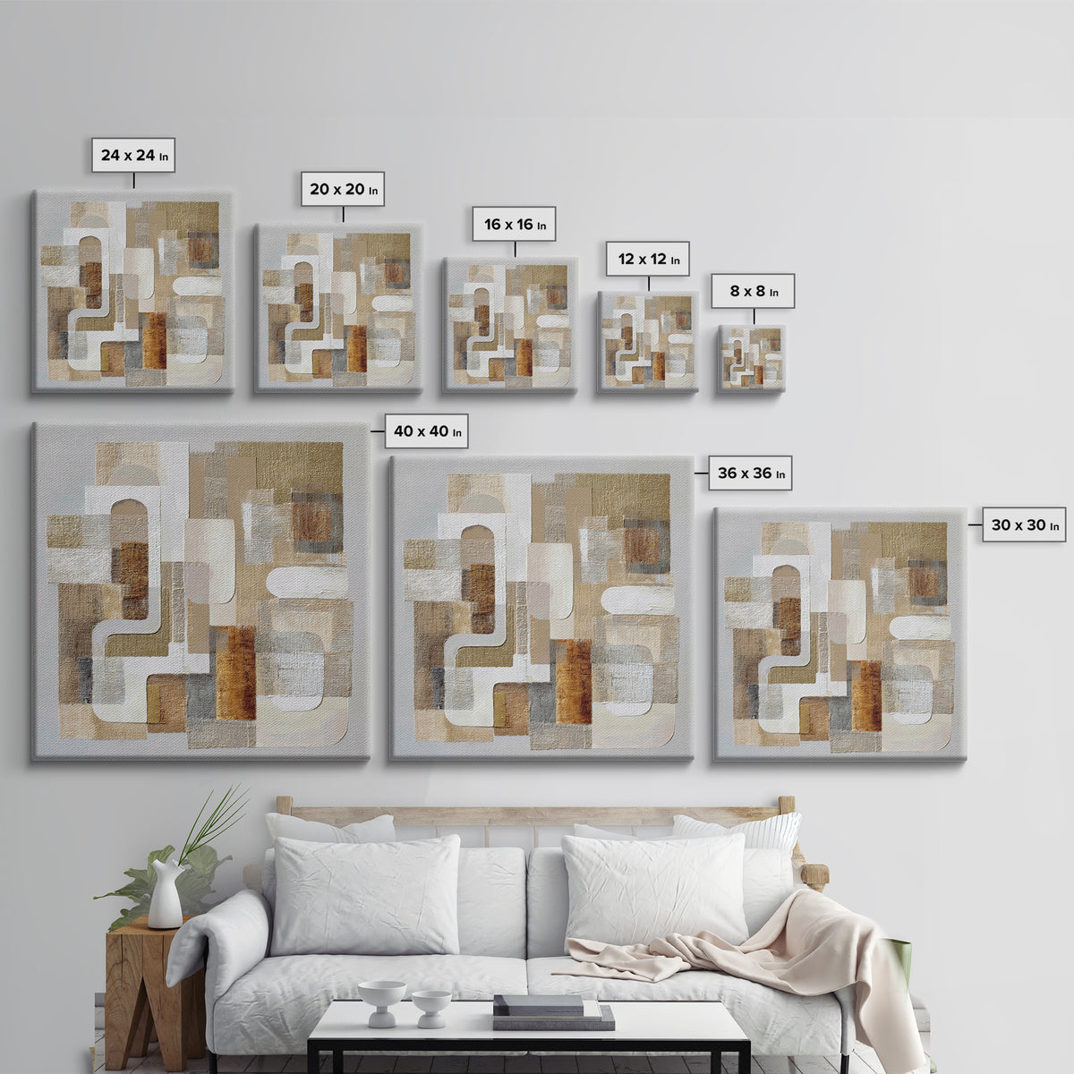 Soft Abstract Linen Texture Canvas Print, Master Bedroom, Statement Artwork, Bedroom Decor, Abstract Art, Sanctuary, MAS-1x1-75