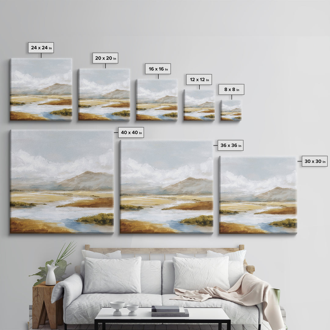 Soft Mountain Ridge Canvas Print, Master Bedroom, Minimalist Decor, Bedroom Decor, Oil Painting, Sanctuary, Farmhouse Decor, MAS-1x1-85