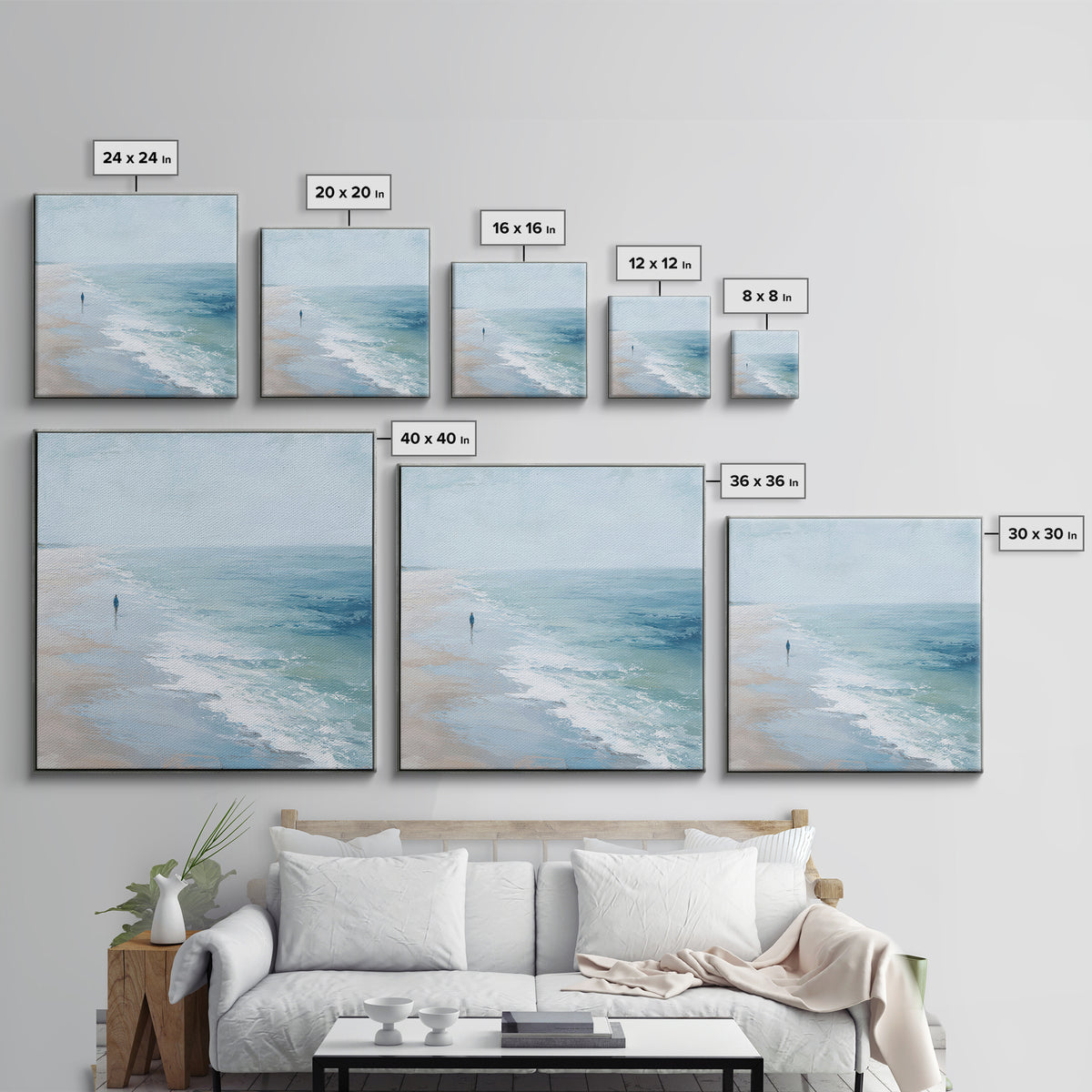 Hotel Coastal Landscape Framed Canvas Print, Master Bedroom, Wall Art, Bedroom Decor, Fine Art, Sanctuary, Bedroom Wall Art, MAS-1x1-93