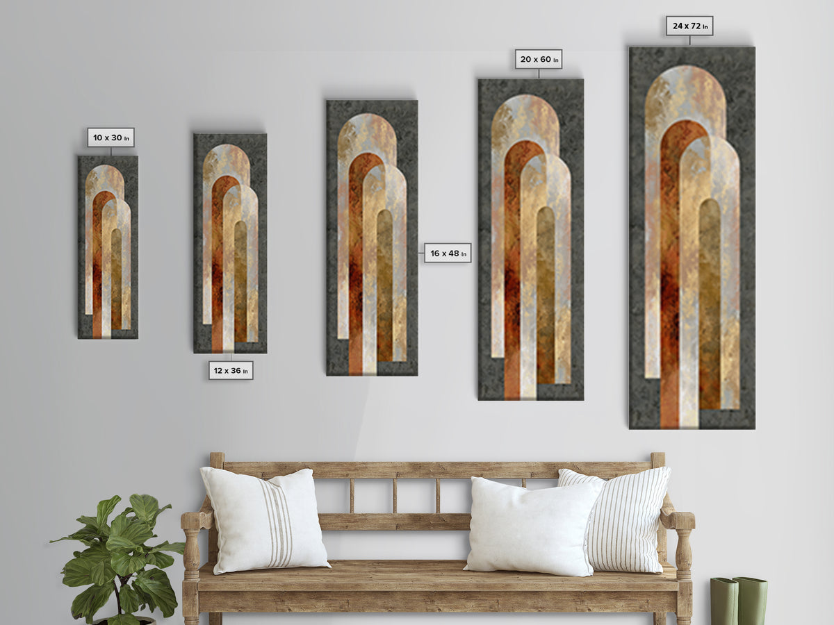 Gold Accented Abstract Arches Framed Canvas Print, Master Bedroom, Wall Decor, Bedroom Decor, Sanctuary, Farmhouse Wall Decor, MAS-1x3-20