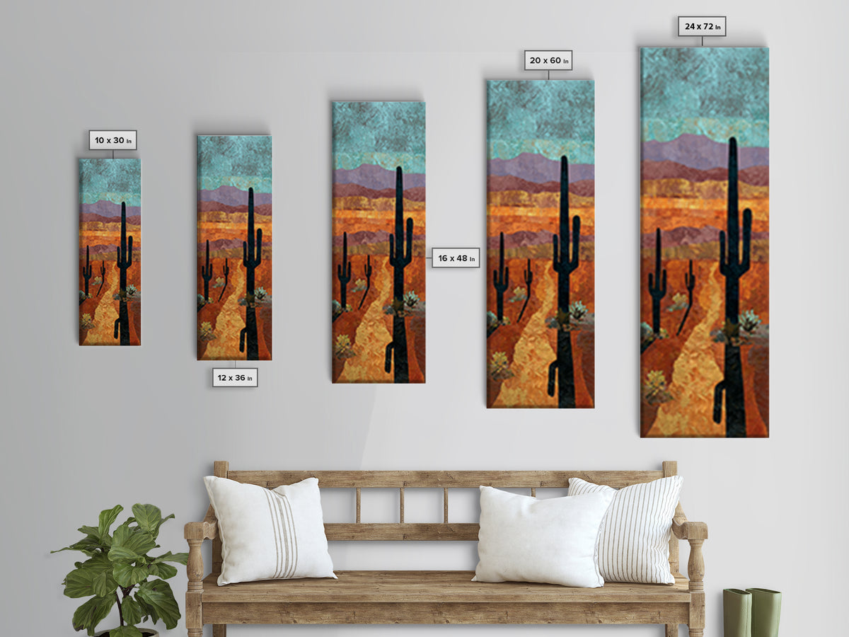 Quiet Desert Dusk Canvas Print, Master Bedroom, Above Bed Wall Decor, Bedroom Decor, Oil Painting, Sanctuary, Textured Painting, MAS-1x3-22