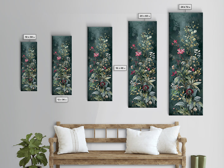 Dreamy Celestial Moon and Botanical Composition Canvas Print, Master Bedroom, Bedroom Wall Decor, Bedroom Decor, Sanctuary, MAS-1x3-23