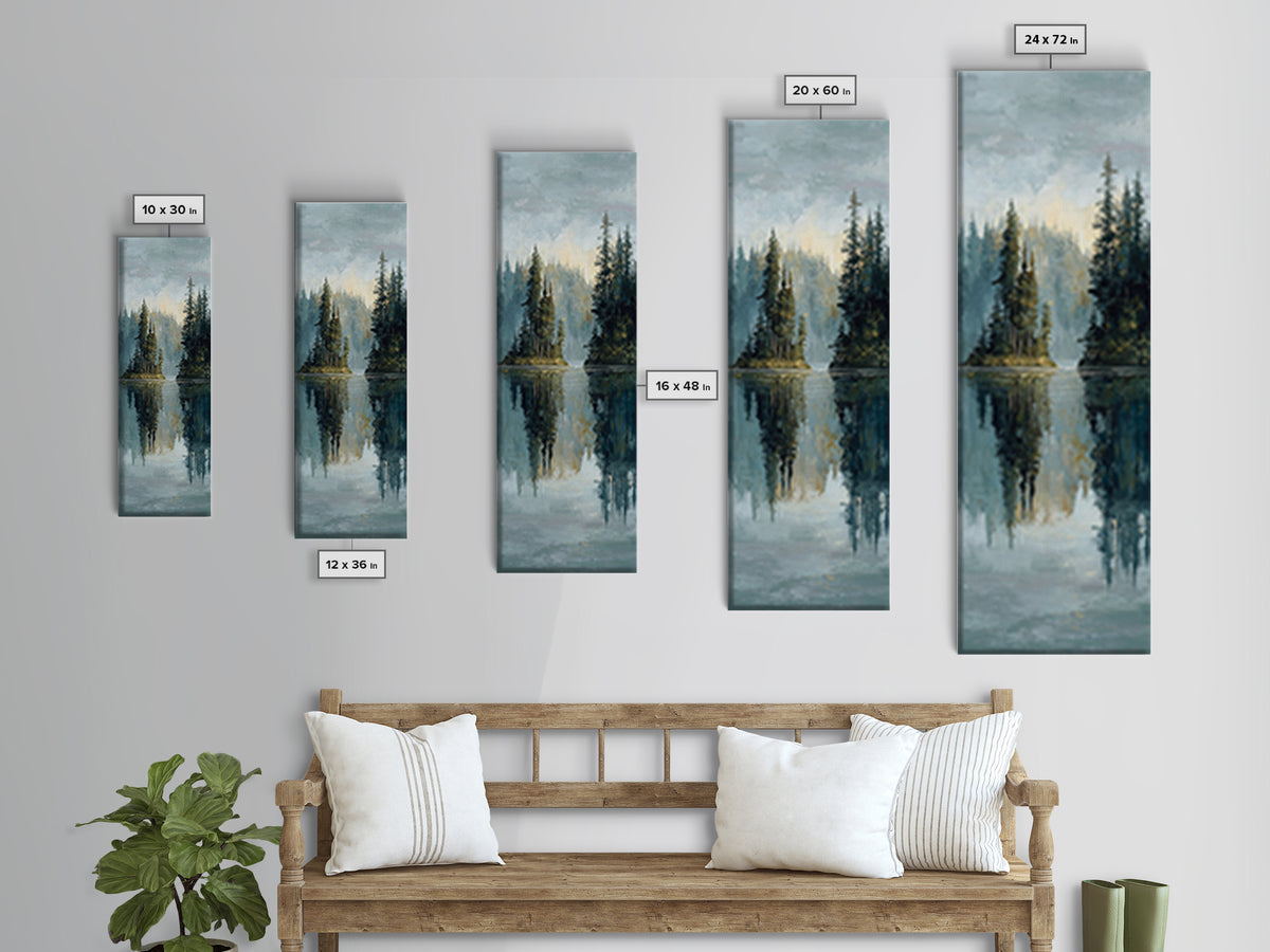 Serene Lake with Pale Morning Reflection Canvas Print, Master Bedroom, Bedroom Prints, Bedroom Decor, Fine Art, Sanctuary, MAS-1x3-43