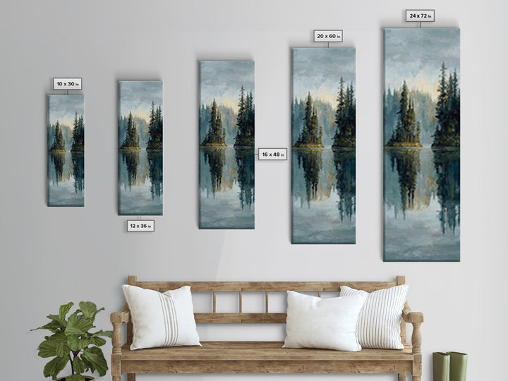 Serene Lake with Pale Morning Reflection Canvas Print, Master Bedroom, Bedroom Prints, Bedroom Decor, Fine Art, Sanctuary, MAS-1x3-43