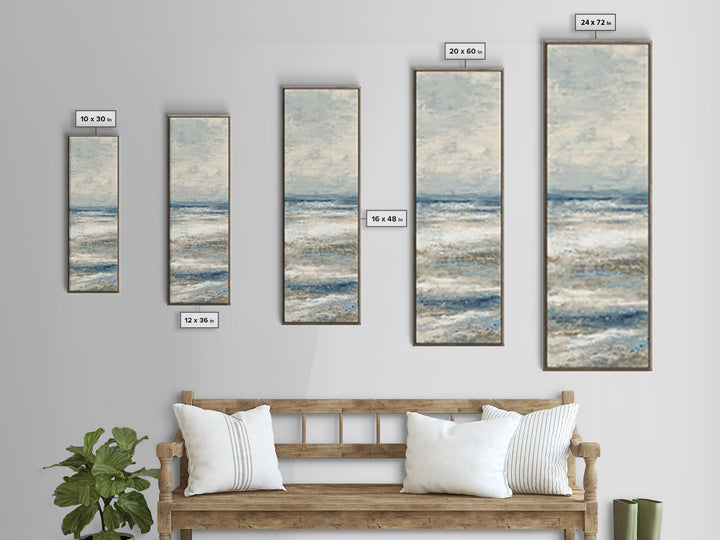 Elegant Moonlit Ocean Horizon Framed Canvas Print, Master Bedroom, Printable Wall Art, Bedroom Decor, Fine Art, Sanctuary, MAS-1x3-61