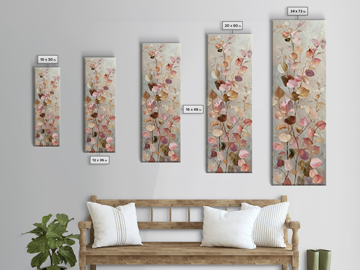 Gentle Eucalyptus Watercolor Branches Canvas Print, Master Bedroom, Living Room Prints, Bedroom Decor, Fine Art, Sanctuary, MAS-1x3-72
