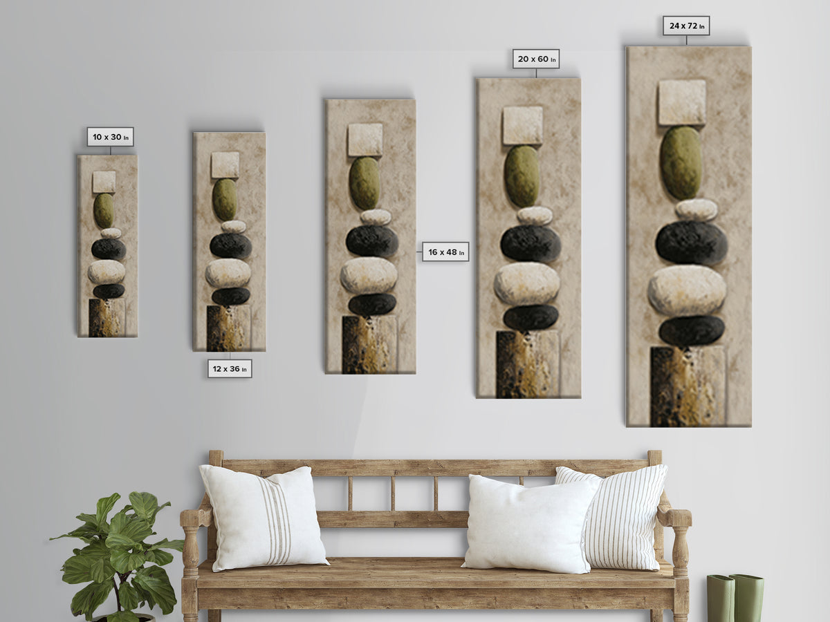 Minimal Stone Shapes Framed Canvas Print, Master Bedroom, Wall Decor Bedroom, Bedroom Decor, Sanctuary, Fine Art Print, MAS-1x3-76
