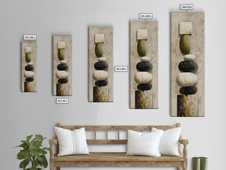 Minimal Stone Shapes Framed Canvas Print, Master Bedroom, Wall Decor Bedroom, Bedroom Decor, Sanctuary, Fine Art Print, MAS-1x3-76