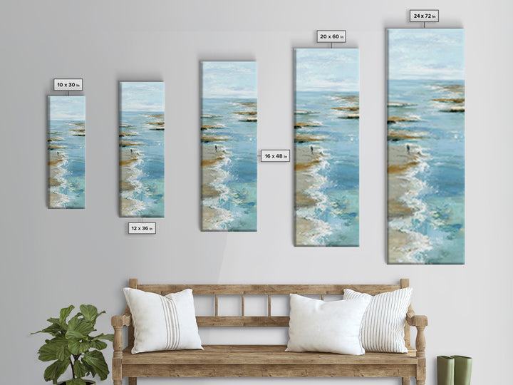 Hotel Coastal Landscape Canvas Print, Master Bedroom, Living Room Prints, Bedroom Decor, Watercolor Art, Sanctuary, MAS-1x3-81