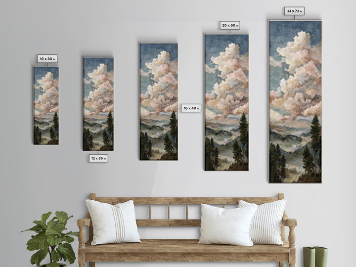 Blush and Taupe Cloudscape Canvas Print, Master Bedroom, Wall Art, Bedroom Decor, Oil Painting, Sanctuary, Bedroom Wall Art, MAS-1x3-90