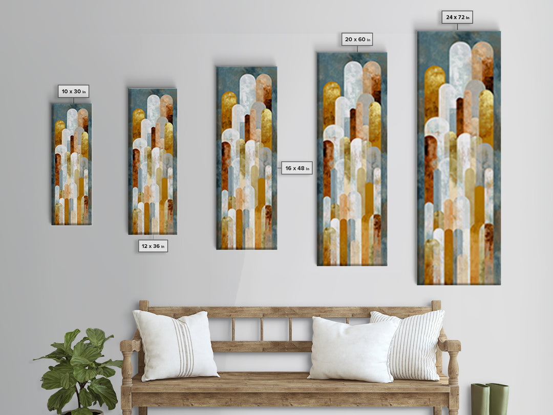 Gold Accented Abstract Arches Framed Canvas Print, Master Bedroom, Signs for Home, Bedroom Decor, Abstract Art, Sanctuary, MAS-1x3-92