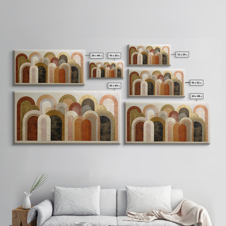 Gold Accented Abstract Arches Framed Canvas Print, Master Bedroom, Wall Art Bedroom, Bedroom Decor, Fine Art, Sanctuary, MAS-2x1-100