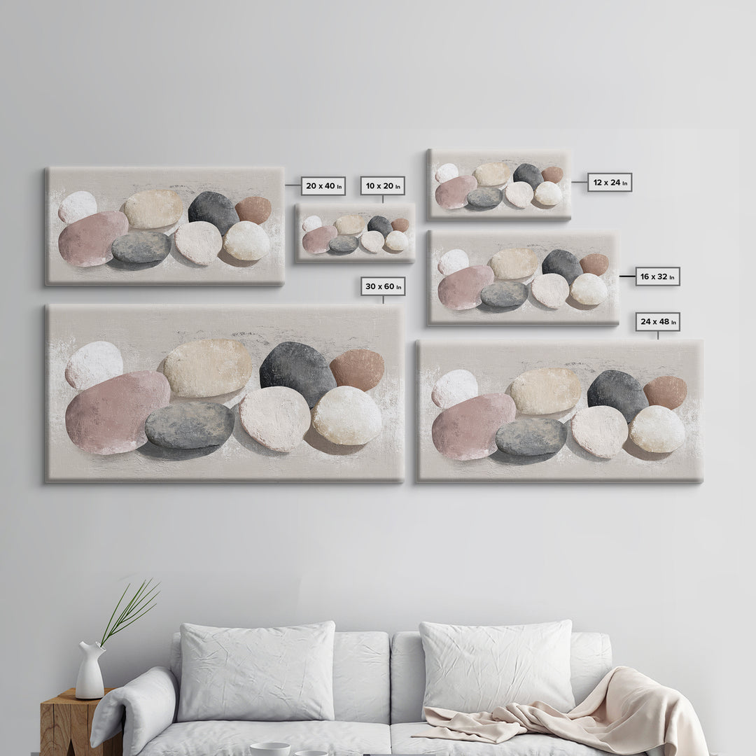 Minimal Stone Shapes Framed Canvas Print, Master Bedroom, Room Decor, Bedroom Decor, Abstract Art, Sanctuary, Wall Decal, MAS-2x1-12