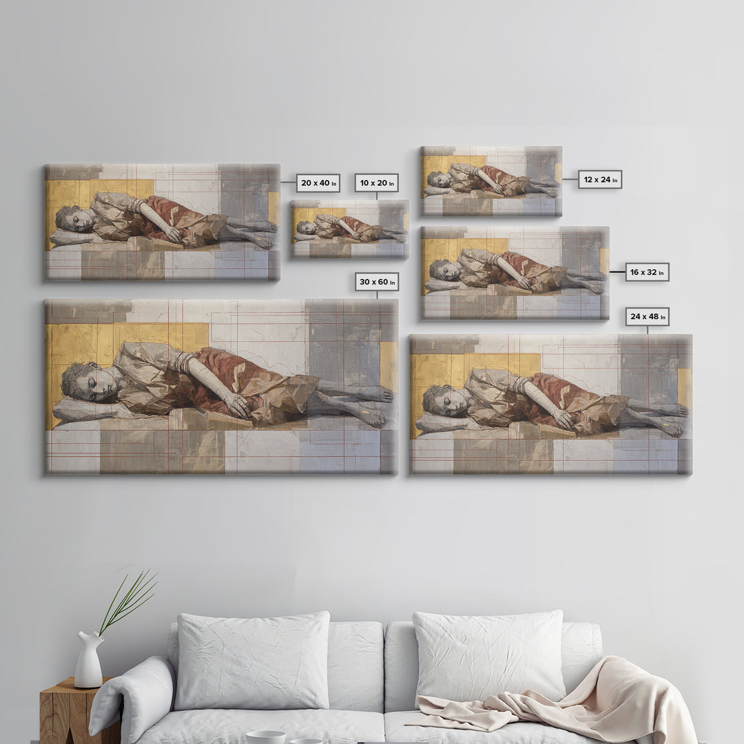 Classical Reclining Figure Implied Through Line Art Canvas Print, Master Bedroom, Room Decor, Bedroom Decor, Sanctuary, MAS-2x1-18
