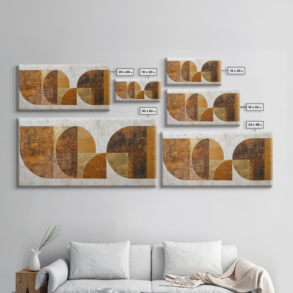 Gold Accented Abstract Arches Framed Canvas Print, Master Bedroom, Contemporary Art, Bedroom Decor, Abstract Art, Sanctuary, MAS-2x1-28