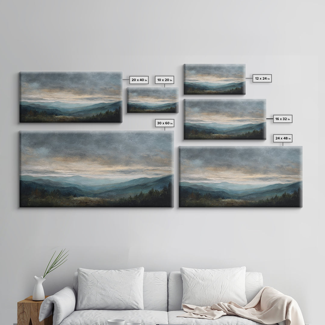 Soft Mountain Ridge Framed Canvas Print, Master Bedroom, Printable Wall Art, Bedroom Decor, Sanctuary, Minimalist Wall Art, MAS-2x1-33