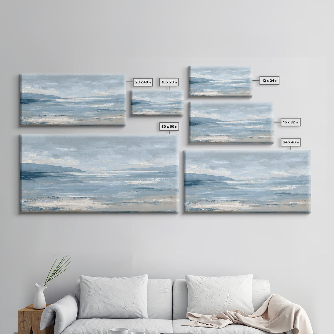 Hotel Coastal Landscape Canvas Print, Master Bedroom, Large Wall Art, Bedroom Decor, Watercolor Art, Sanctuary, Bedroom Prints, MAS-2x1-41
