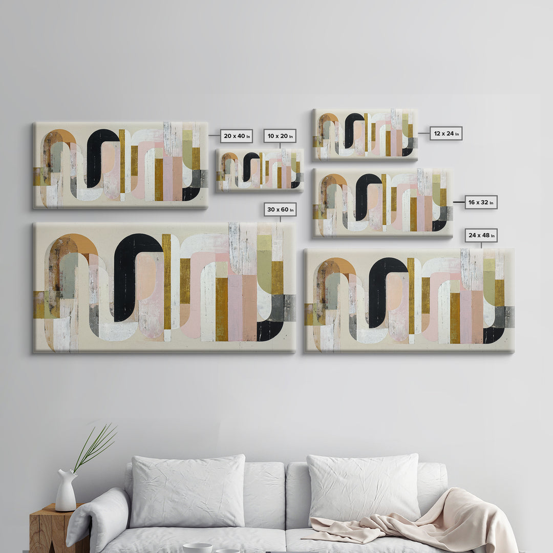 Gold Accented Abstract Arches Canvas Print, Master Bedroom, Bedroom Decor, Abstract Art, Sanctuary, Farmhouse Wall Art, MAS-2x1-52