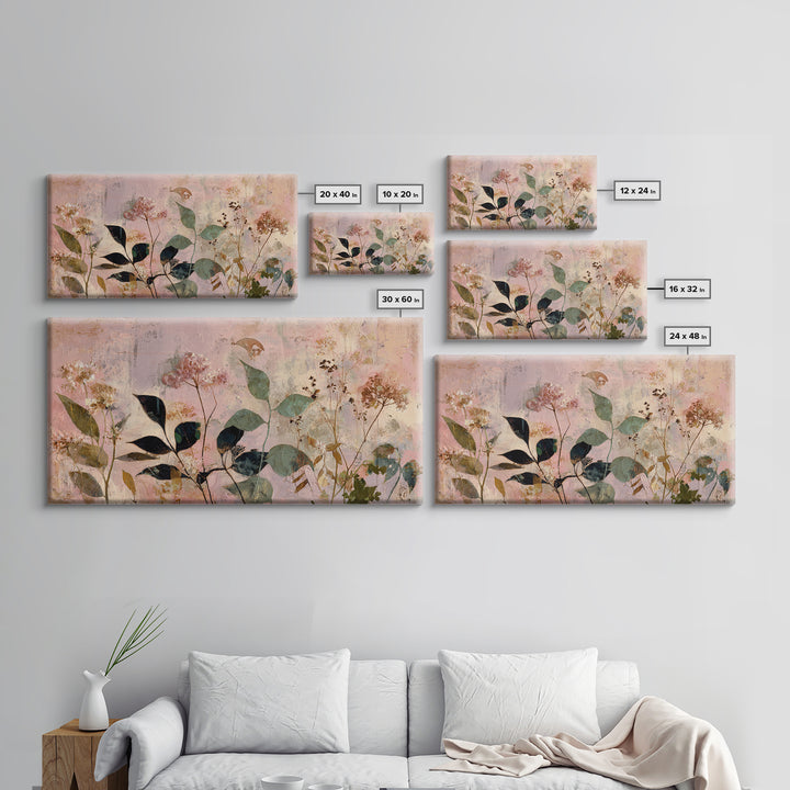 Dreamy Celestial Moon and Botanical Composition Canvas Print, Master Bedroom, Minimalist Wall Art, Bedroom Decor, Sanctuary, MAS-2x1-55