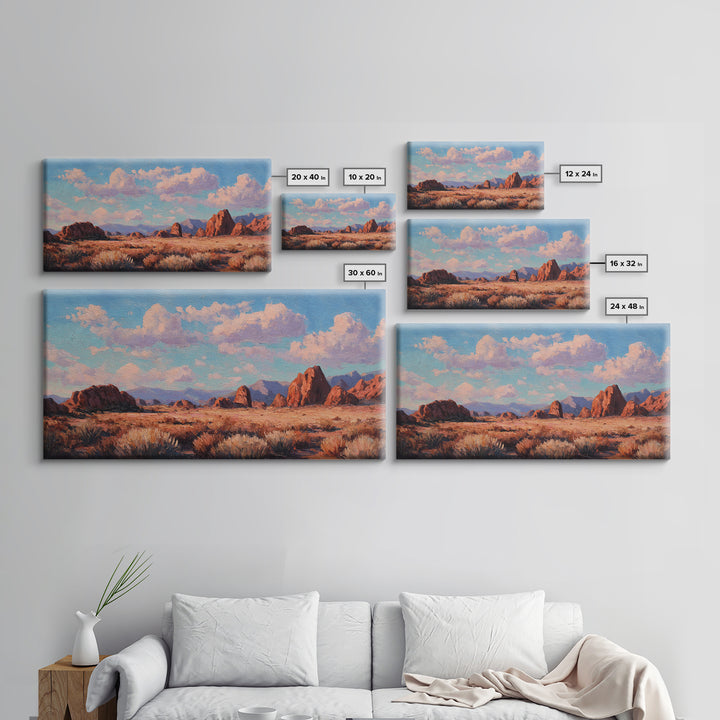 Quiet Desert Dusk Framed Canvas Print, Master Bedroom, Minimalist Decor, Bedroom Decor, Oil Painting, Sanctuary, MAS-2x1-6