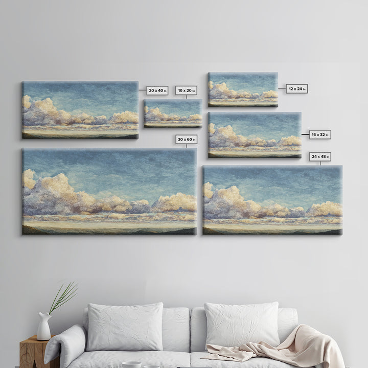 Blush and Taupe Cloudscape Canvas Print, Master Bedroom, Wall Decal, Bedroom Decor, Watercolor Art, Sanctuary, MAS-2x1-74