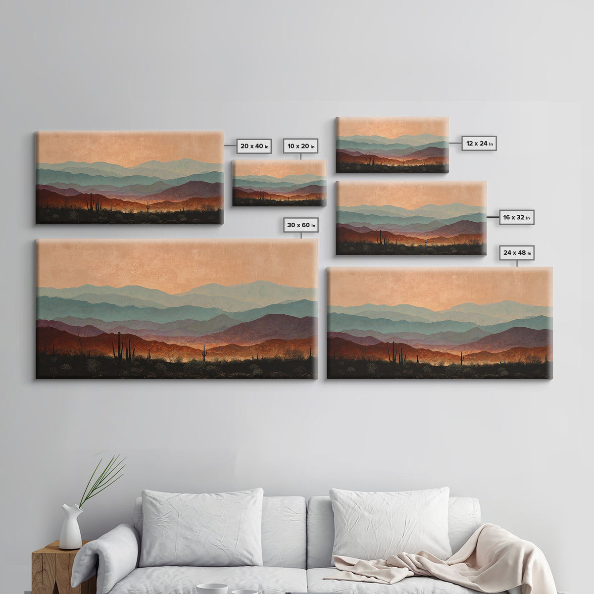 Quiet Desert Dusk Canvas Print, Master Bedroom, Printable Wall Art, Bedroom Decor, Fine Art, Sanctuary, Minimalist Wall Art, MAS-2x1-78
