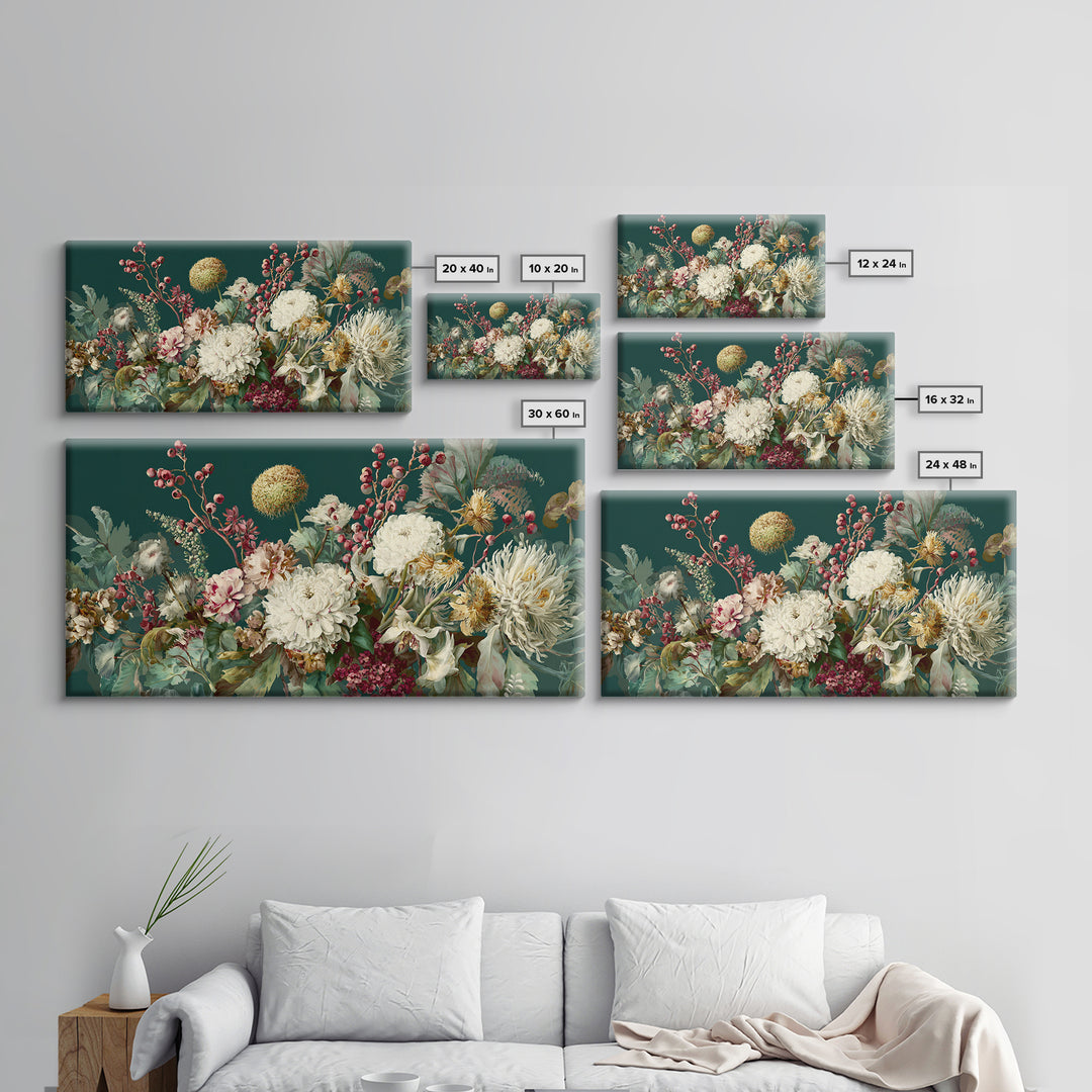Dreamy Celestial Moon and Botanical Composition Canvas Print, Master Bedroom, Vinyl Wall Decal, Bedroom Decor, Sanctuary, MAS-2x1-79