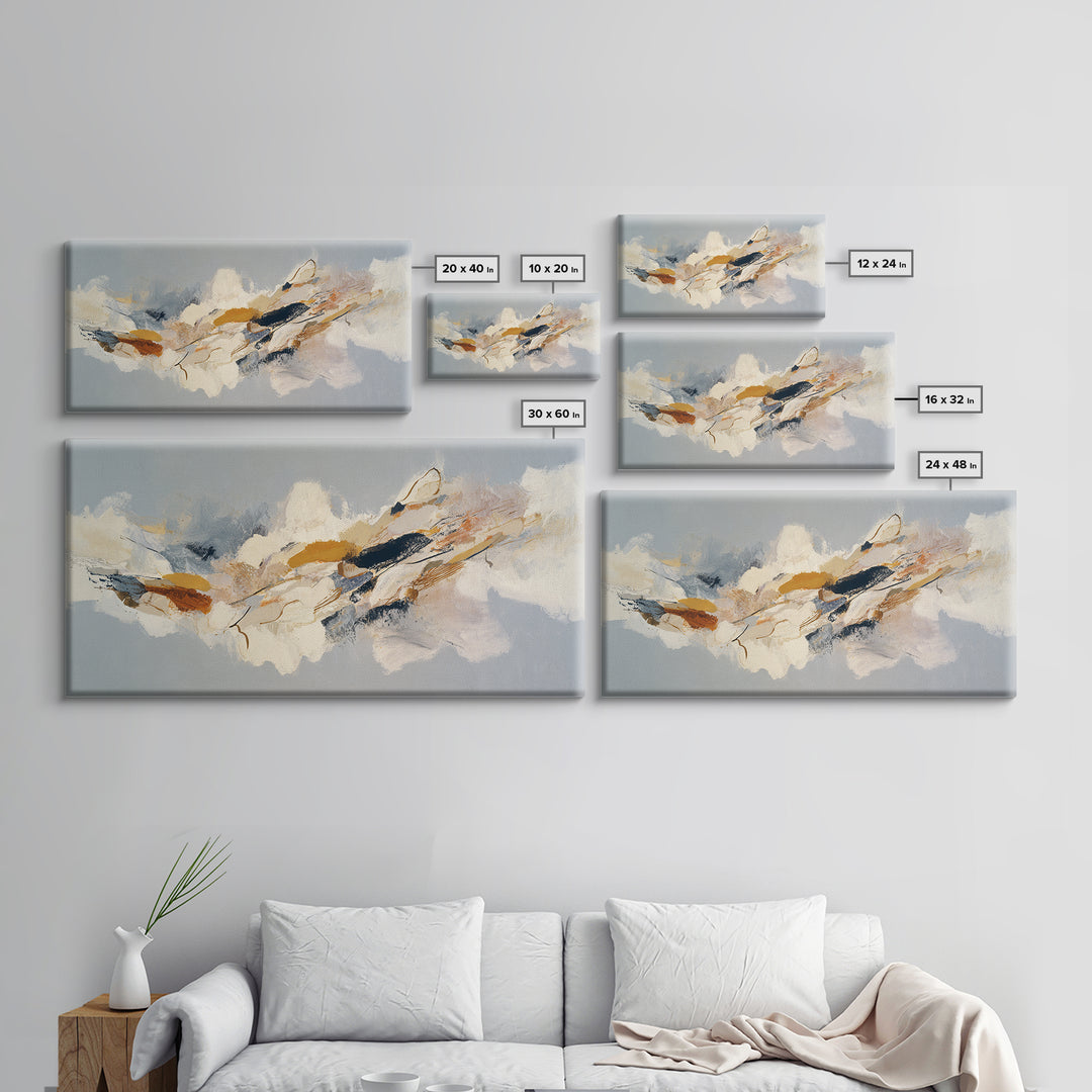 Large Cream Abstract Framed Canvas Print, Master Bedroom, Minimalist Wall Art, Bedroom Decor, Sanctuary, Over Bed Wall Art, MAS-2x1-85