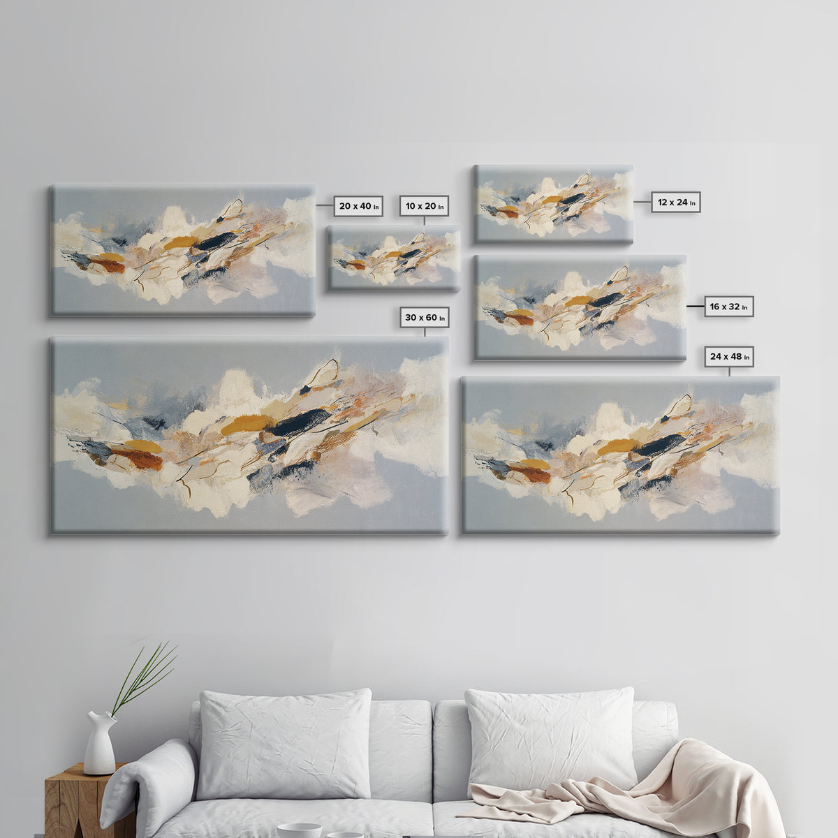 Large Cream Abstract Framed Canvas Print, Master Bedroom, Minimalist Wall Art, Bedroom Decor, Sanctuary, Over Bed Wall Art, MAS-2x1-85