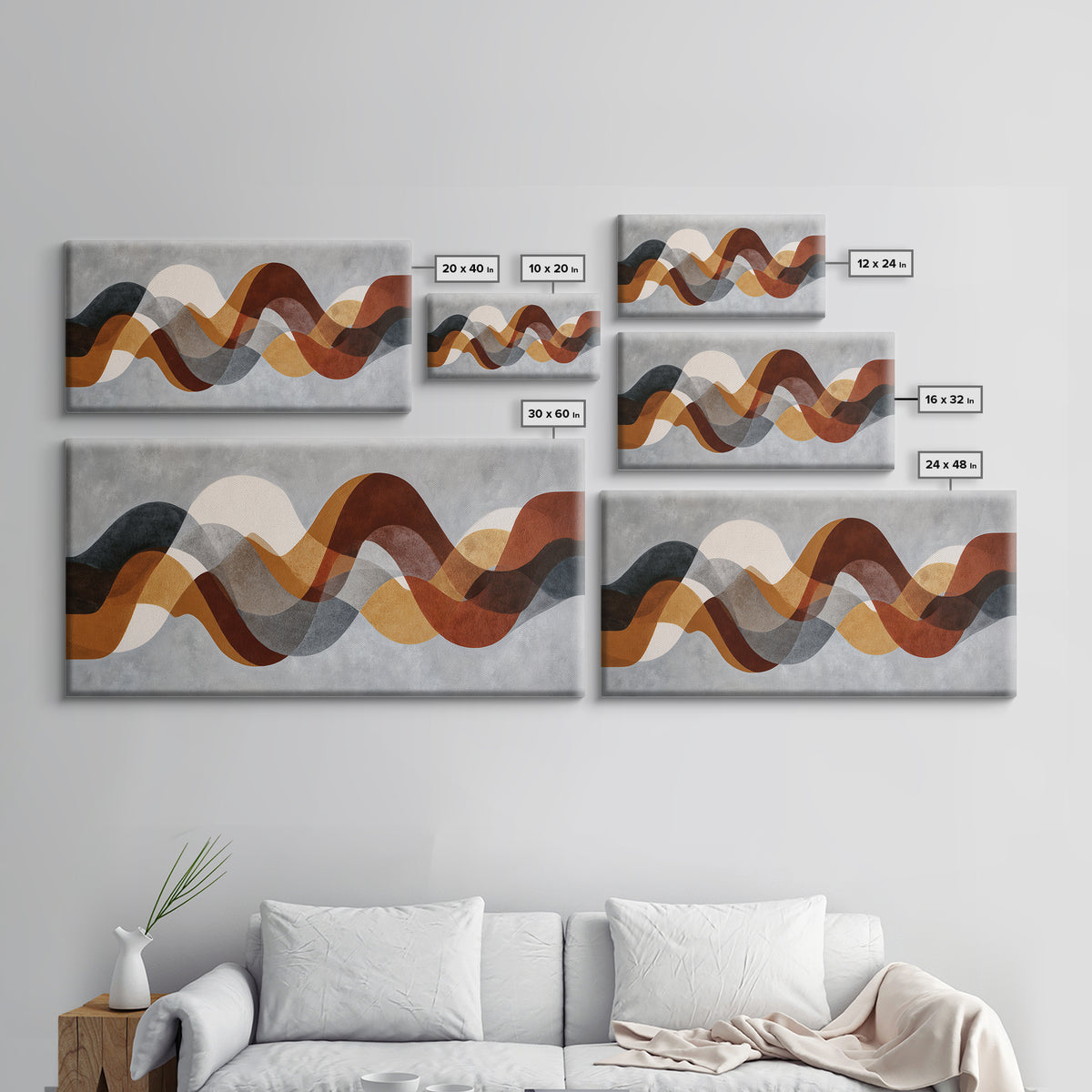 Abstract Wave Forms Framed Canvas Print, Master Bedroom, Bedroom Wall Decor, Bedroom Decor, Abstract Art, Sanctuary 188, MAS-2x1-88