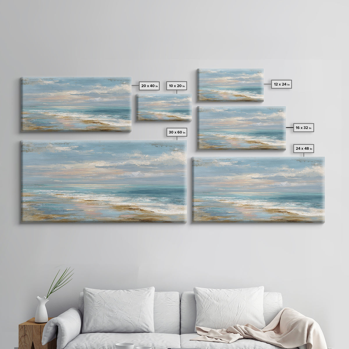 Hotel Coastal Landscape Canvas Print, Master Bedroom, Farmhouse Wall Art, Bedroom Decor, Oil Painting, Sanctuary, MAS-2x1-89