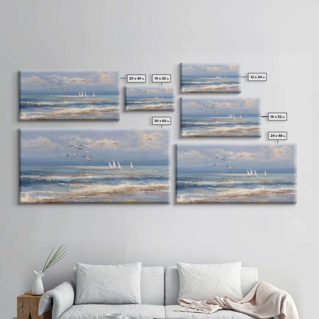 Elegant Moonlit Ocean Horizon Canvas Print, Master Bedroom, Bedroom Prints, Bedroom Decor, Fine Art, Sanctuary, Gallery Decor, MAS-2x1-93