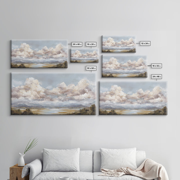 Blush and Taupe Cloudscape Canvas Print, Master Bedroom, Wall Decal, Bedroom Decor, Watercolor Art, Sanctuary, MAS-2x1-98