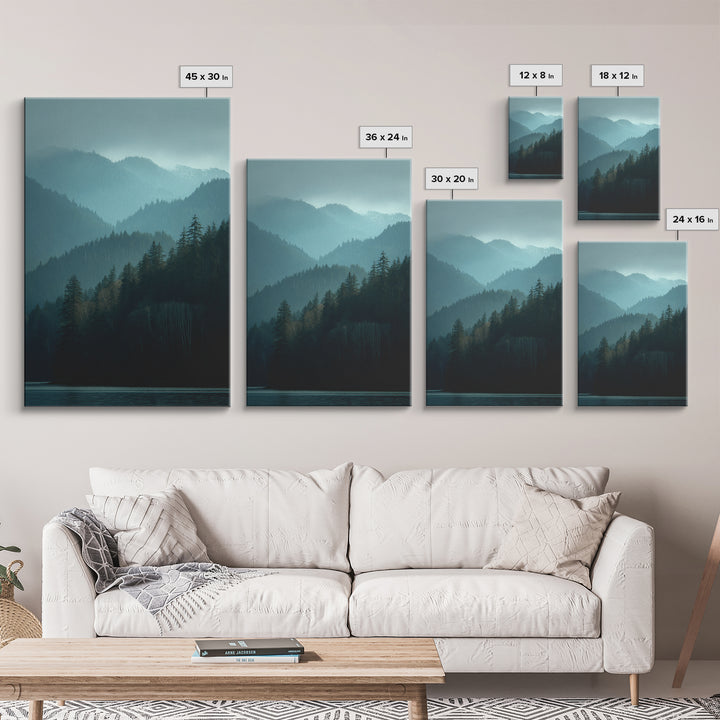 Calm Misty Forest Panorama Framed Canvas Print, Master Bedroom, Wedding Decor, Bedroom Decor, Sanctuary, Rustic Home Decor, MAS-2x3-12