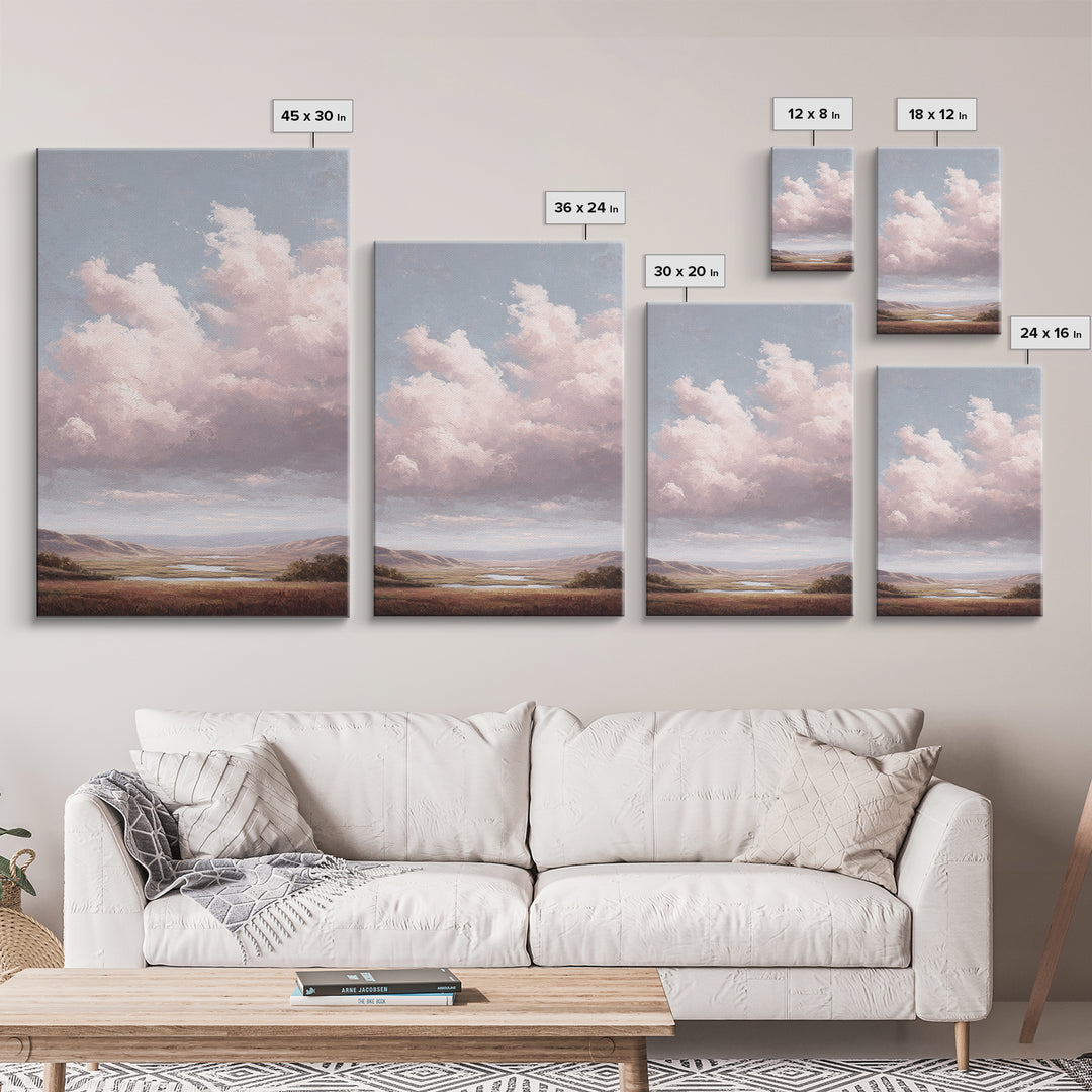 Blush and Taupe Cloudscape Canvas Print, Master Bedroom, Wall Art, Bedroom Decor, Oil Painting, Sanctuary, Bedroom Wall Art, MAS-2x3-14