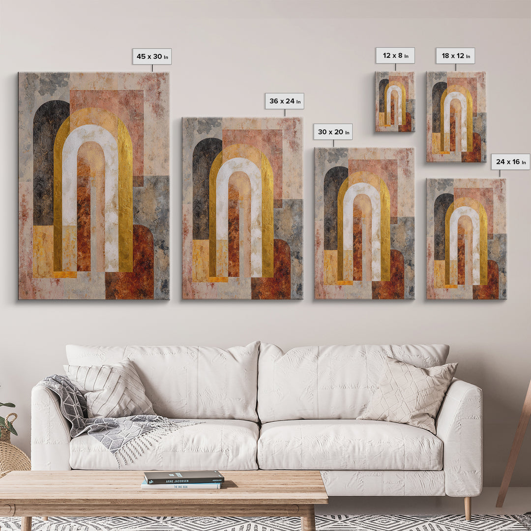 Gold Accented Abstract Arches Canvas Print, Master Bedroom, Gallery Decor, Bedroom Decor, Fine Art, Sanctuary, Wall Art, MAS-2x3-16