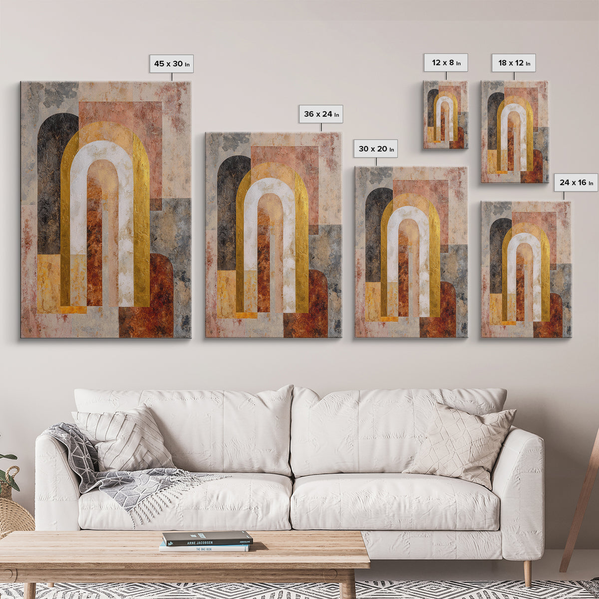 Gold Accented Abstract Arches Canvas Print, Master Bedroom, Gallery Decor, Bedroom Decor, Fine Art, Sanctuary, Wall Art, MAS-2x3-16
