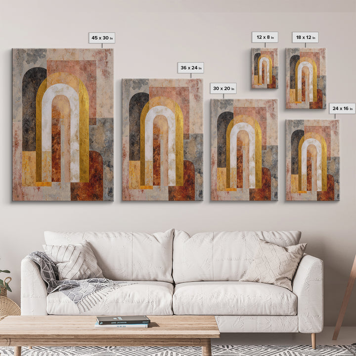 Gold Accented Abstract Arches Canvas Print, Master Bedroom, Gallery Decor, Bedroom Decor, Fine Art, Sanctuary, Wall Art, MAS-2x3-16