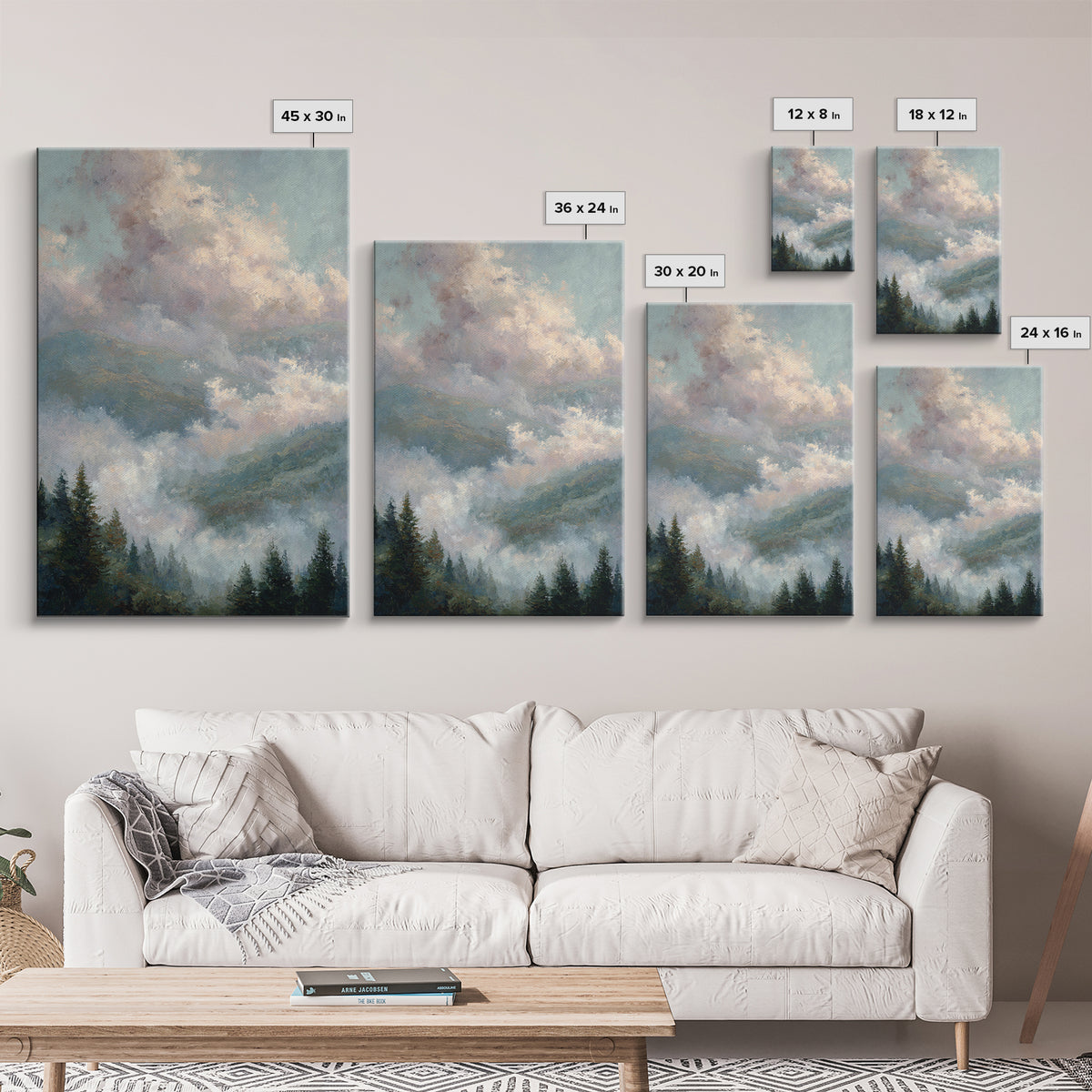 Blush and Taupe Cloudscape Framed Canvas Print, Master Bedroom, Large Wall Art, Bedroom Decor, Sanctuary, Bedroom Prints, MAS-2x3-38