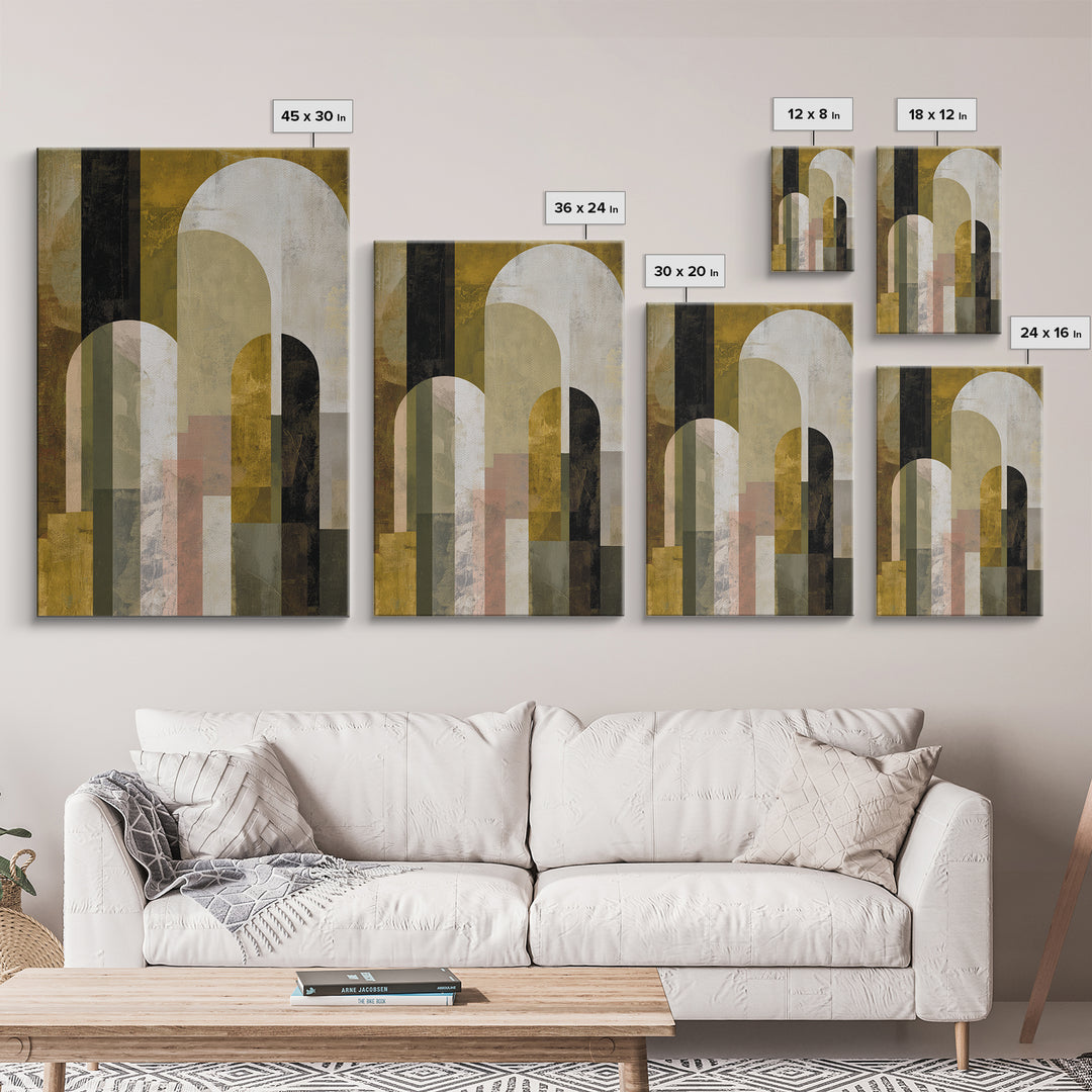 Gold Accented Abstract Arches Canvas Print, Master Bedroom, Contemporary Art, Bedroom Decor, Abstract Art, Sanctuary, MAS-2x3-40