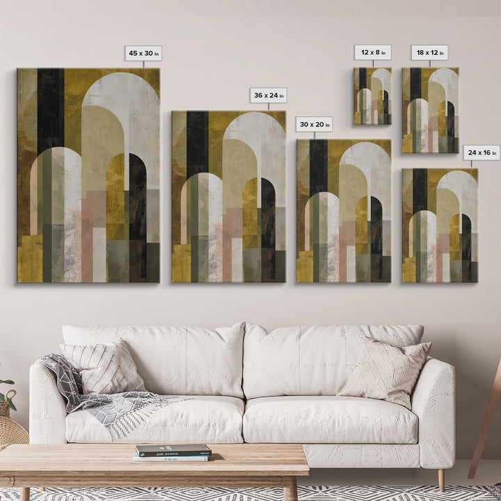 Gold Accented Abstract Arches Canvas Print, Master Bedroom, Contemporary Art, Bedroom Decor, Abstract Art, Sanctuary, MAS-2x3-40