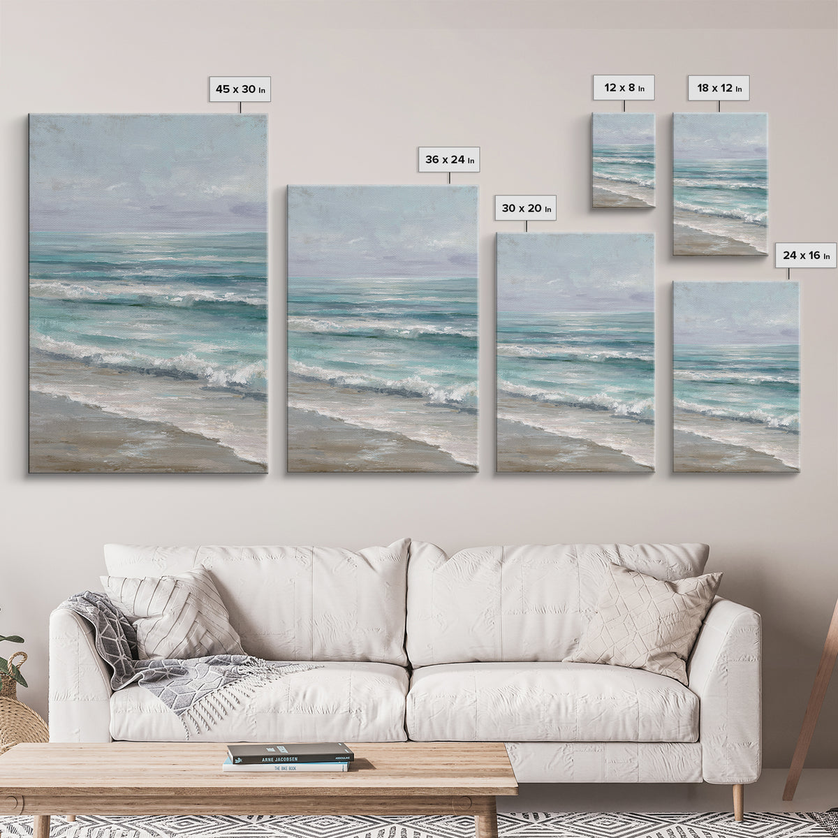 Elegant Moonlit Ocean Horizon Canvas Print, Master Bedroom, Wall Decor Bedroom, Bedroom Decor, Sanctuary, Fine Art Print, MAS-2x3-57