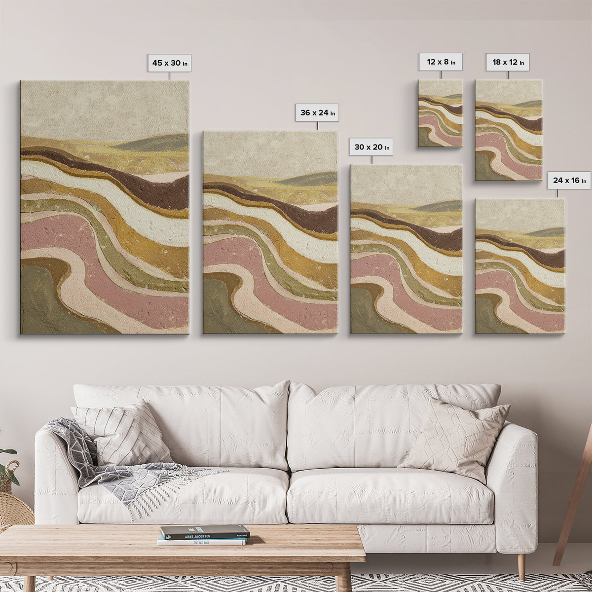 Gold Accented Abstract Arches Framed Canvas Print, Master Bedroom, Wall Art Prints, Bedroom Decor, Abstract Art, Sanctuary, MAS-2x3-64