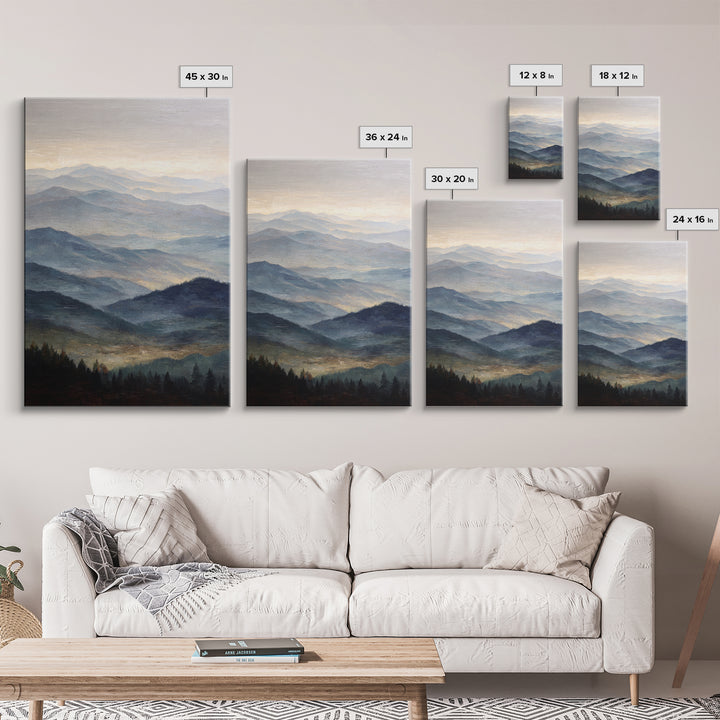 Soft Mountain Ridge Framed Canvas Print, Master Bedroom, Bedroom Prints, Bedroom Decor, Fine Art, Sanctuary, Gallery Decor, MAS-2x3-69